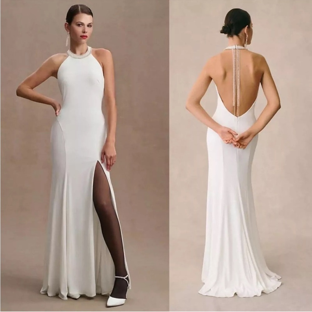 Mac Duggal White Backless Dress